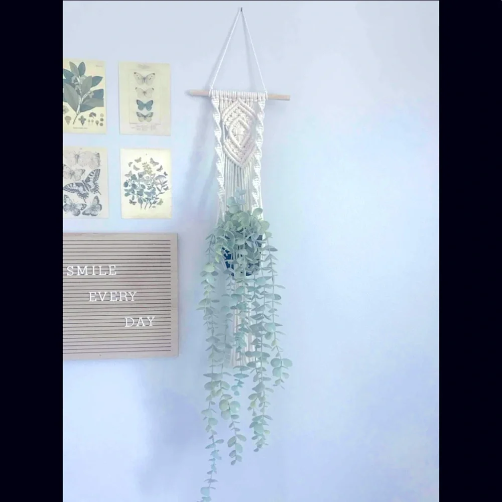 🪴🆕 2 Modern Home Decor Macramé bOhO Style Woven Fiber Artistry Plant Hanger🪴